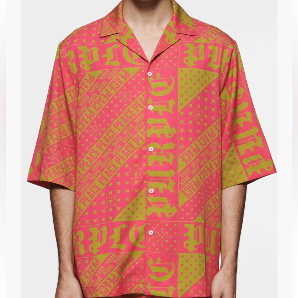 Pink and Green Graphic Shirt